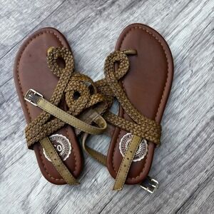 SO‎ American Heritage Braided Strap Brown Sandals - Kid's Size 12